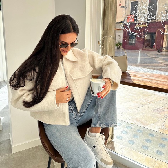 ZARA CROPPED BOUCLÉ JACKET - Picture 1 of 4